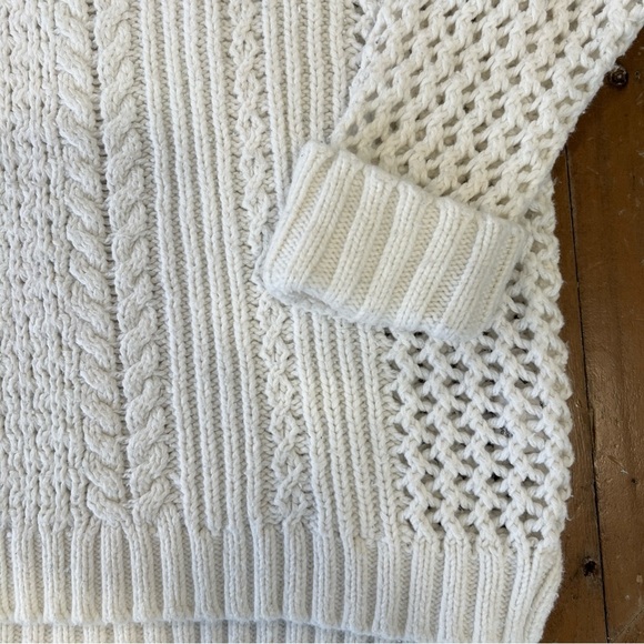 Madewell open knit fisherman white crewneck pullover sweater women’s small - Picture 4 of 10